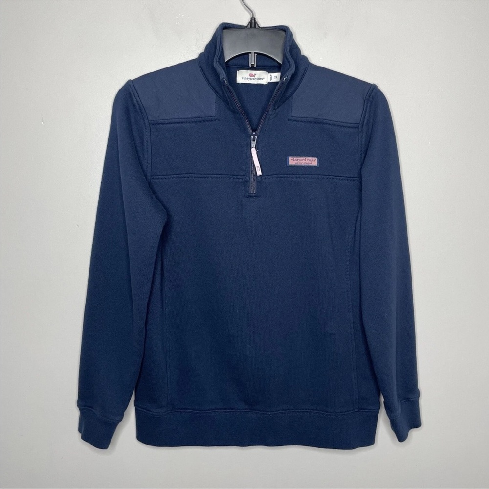 VINEYARD VINES Sweatshirt Women Shep 1/4-Zip Pullover Navy Blue 100% Cotton